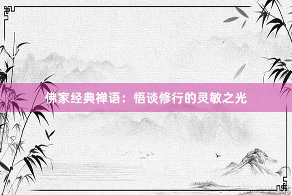 佛家经典禅语：悟谈修行的灵敏之光